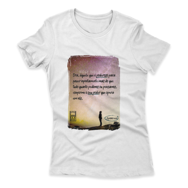 Camiseta Feminina Ele Rei - Efésios 3:20 - Imagem 4