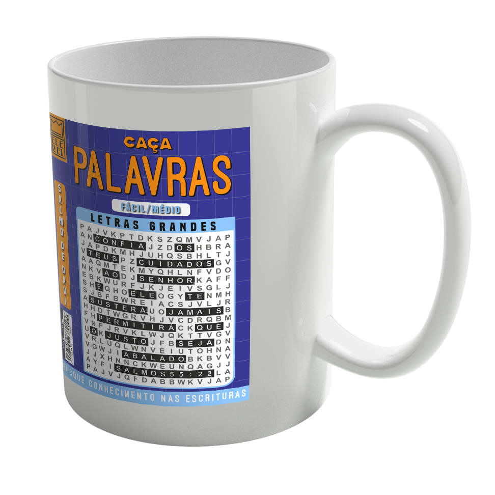 Caneca de Porcelana Ele Rei – Salmos 55:22 – Azul