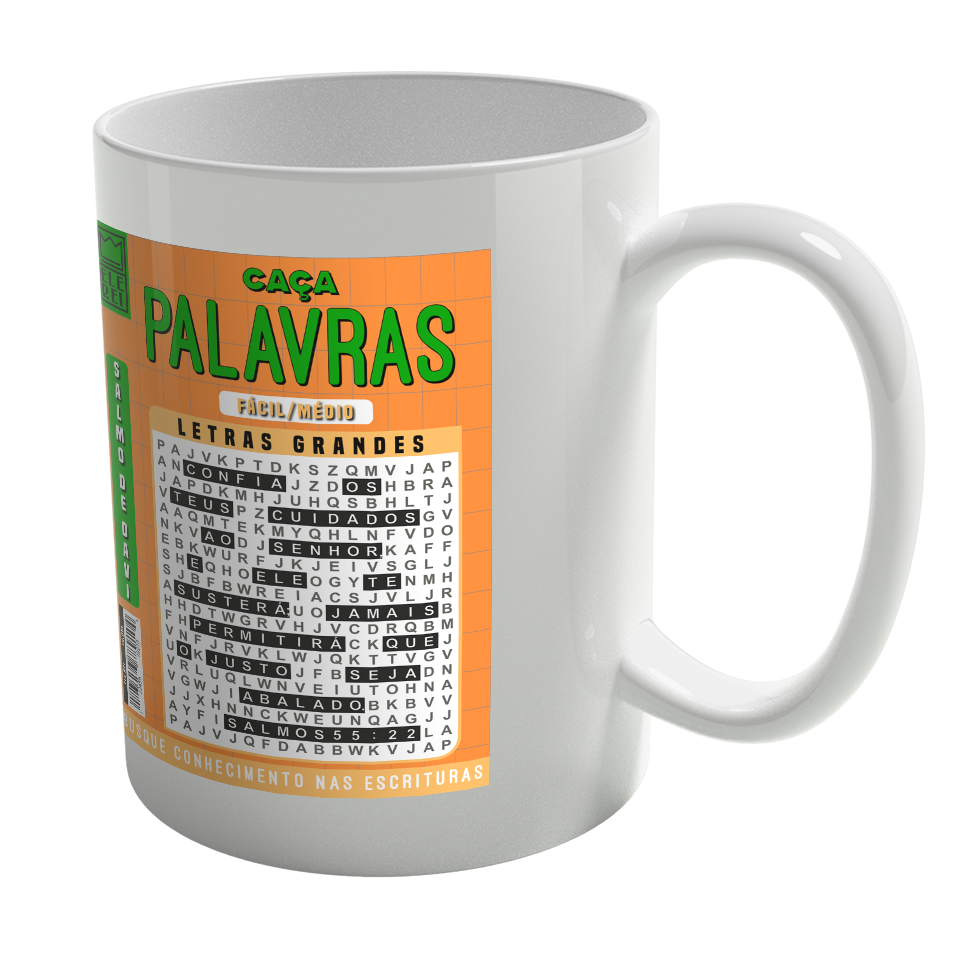 Caneca de Porcelana Ele Rei – Salmos 55:22 – Laranja