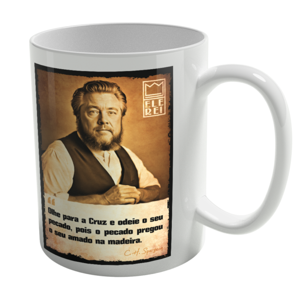 Caneca de Porcelana Ele Rei – Spurgeon – Olhe para Cruz