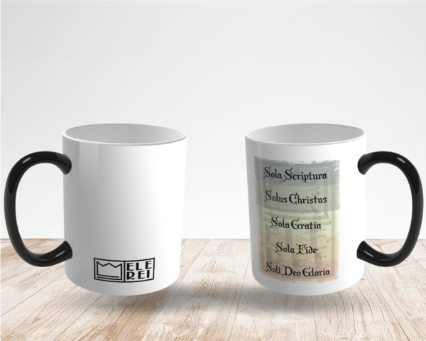 Caneca Mágica de Porcelana Ele Rei – 5 Solas – Carta - Imagem 4
