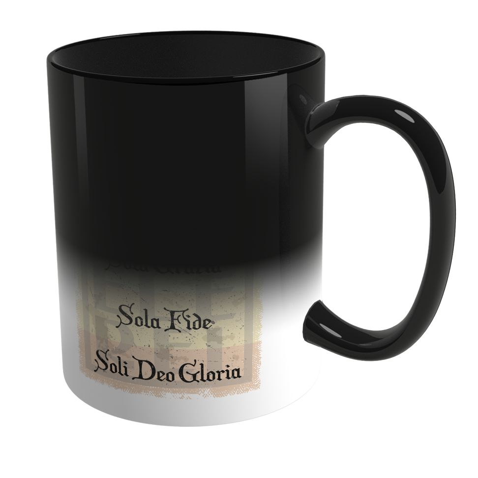 Caneca Mágica de Porcelana Ele Rei – 5 Solas – Carta