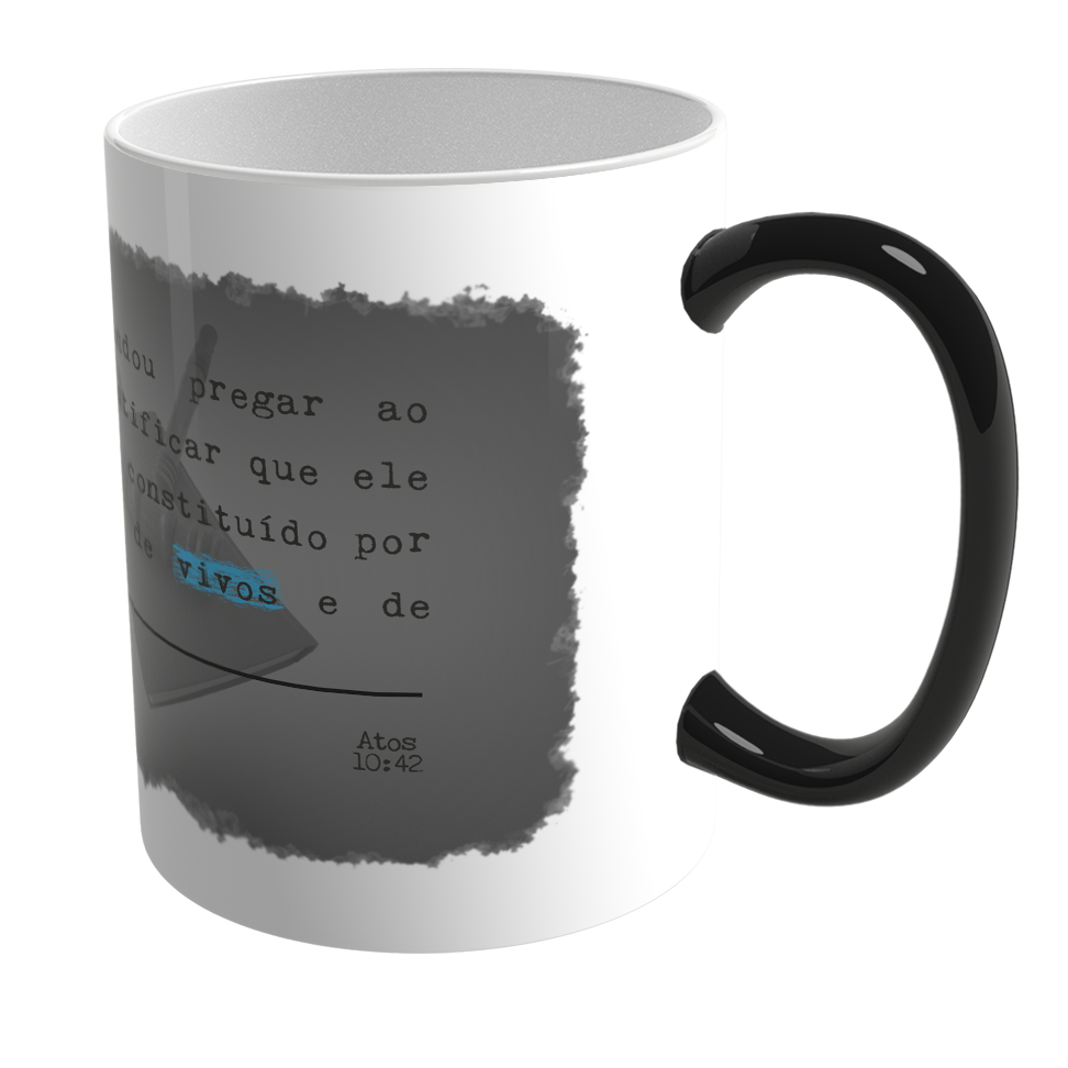 Caneca Mágica de Porcelana Ele Rei – Atos 10:42 - Imagem 2