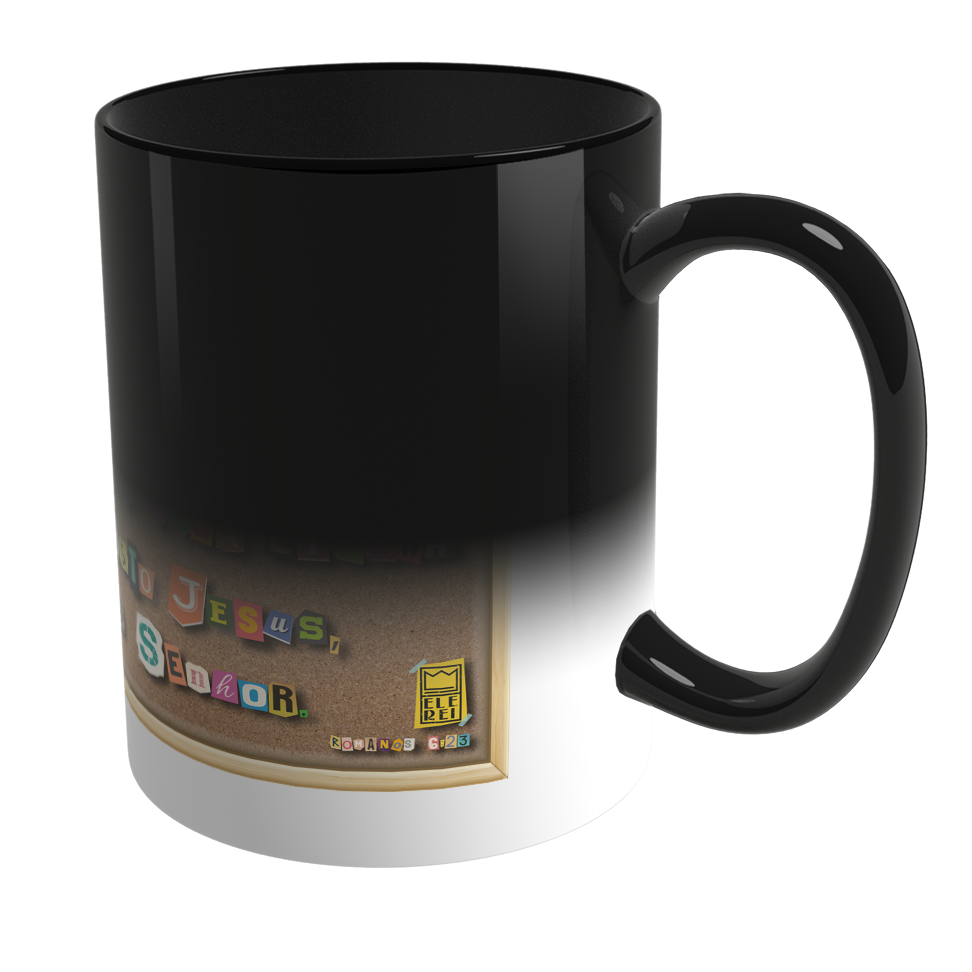 Caneca Mágica de Porcelana Ele Rei – Romanos 6:23 – Nº2