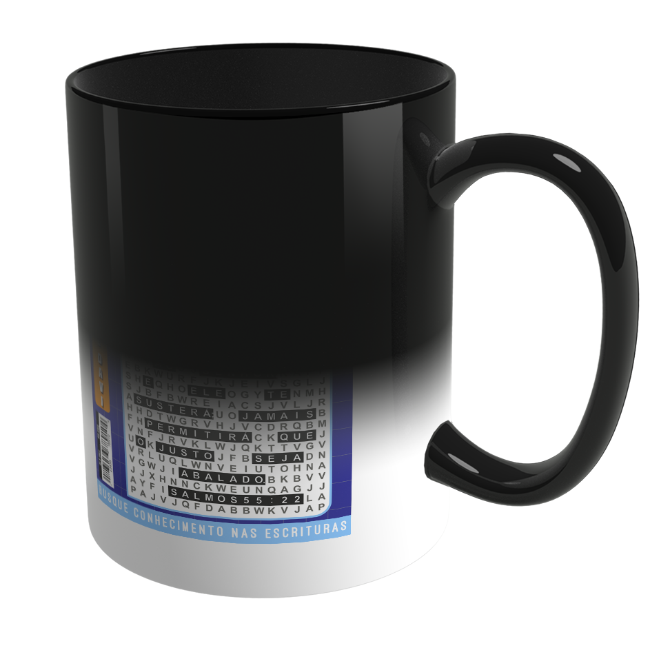 Caneca Mágica de Porcelana Ele Rei – Salmos 55:22 – Azul