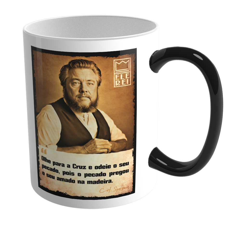 Caneca Mágica de Porcelana Ele Rei – Spurgeon – Olhe para Cruz - Imagem 2