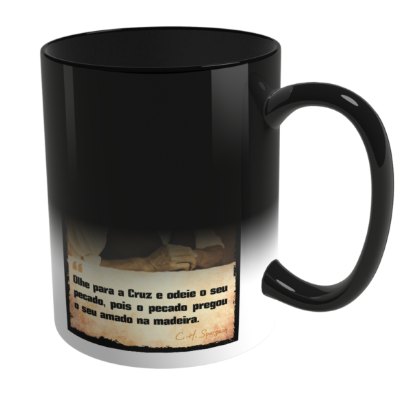 Caneca Mágica de Porcelana Ele Rei – Spurgeon – Olhe para Cruz