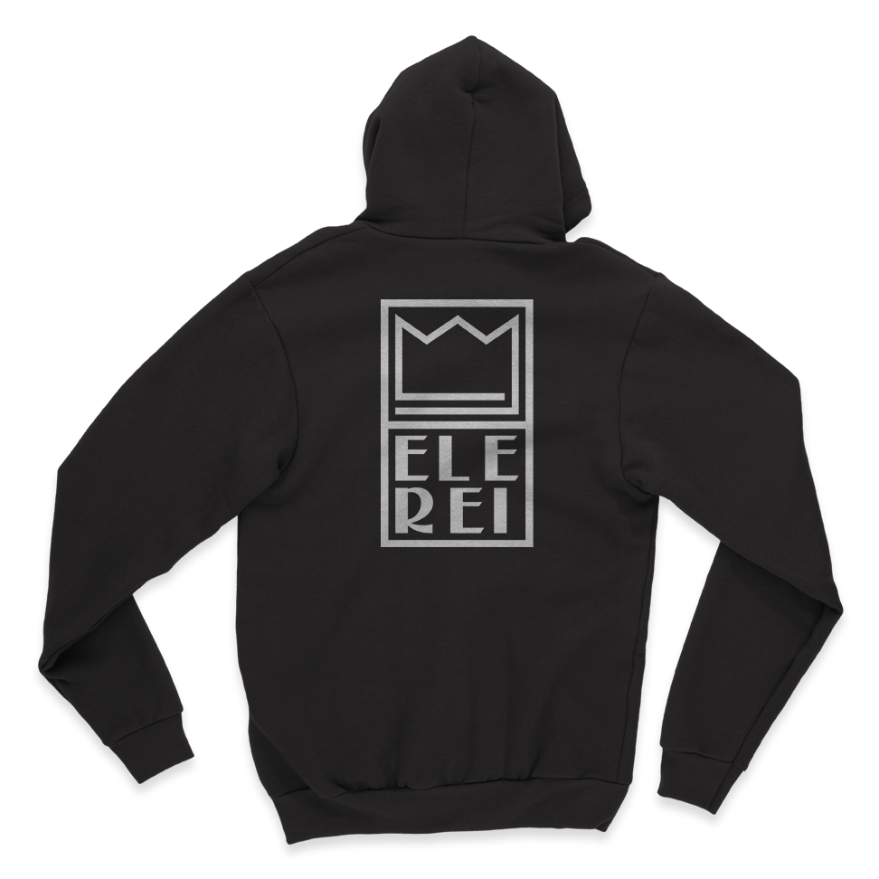 Blusa Moletom com Zíper Ele Rei - Logo Escrita Vertical Grande