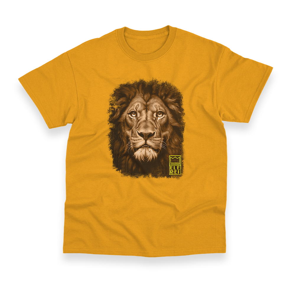 Camiseta Masculina Ele Rei – Leão – Dourado Nº2 - Imagem 10