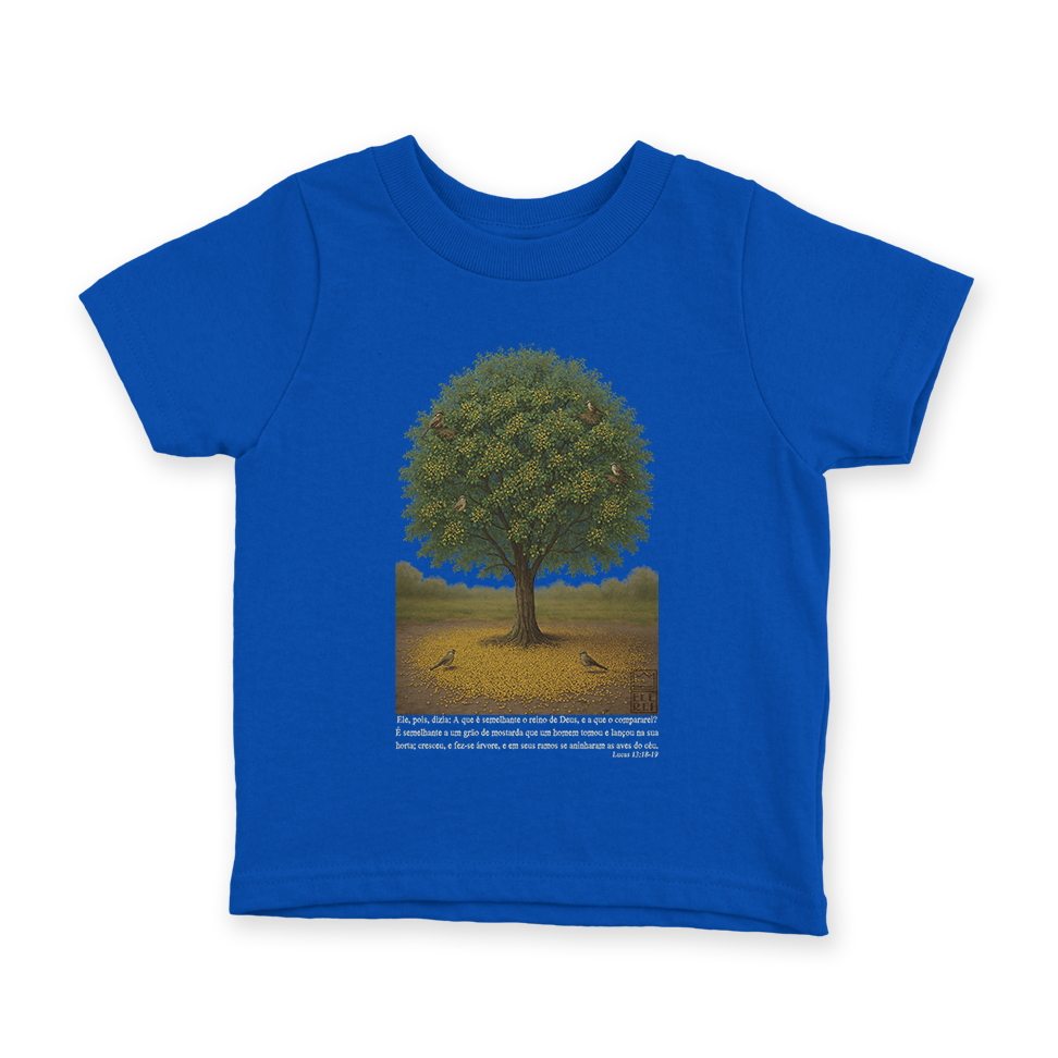 Camiseta Infantil Ele Rei – Lucas 13:18-19 (O Grão de Mostarda)