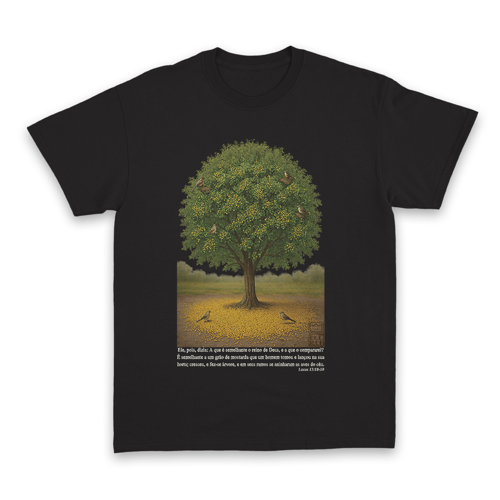 Camiseta Masculina Ele Rei – Lucas 13:18-19 (O Grão de Mostarda)